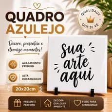 Quadro Azulejo Personalizado com Foto Arte e Logo Placa Decorativa Cerâmica Personalizada 20x20