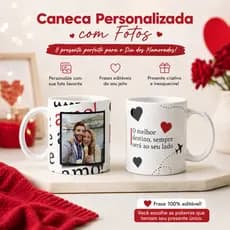 Xícara Personalizada Casal com Foto e Data Frase Caneca Romântica Presente Dia dos Namorados