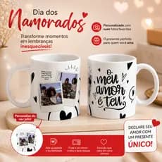 Caneca Personalizada com Foto Casal e Data Especial Namorados Xícara Personalizada de Porcelana