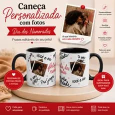 Xícara Personalizada com Foto e Calendário Caneca Casal Presente Premium Romântico Namorado