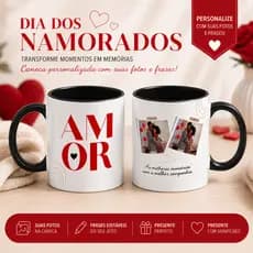 Caneca Personalizada Presente Casal com Foto Xícara Romântica Namorados de Porcelana Premium