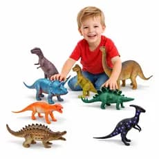 Kit 8 Dinossauros de Borracha Grande Brinquedo Infantil Presente Educativo Coleção Completa Crianças
