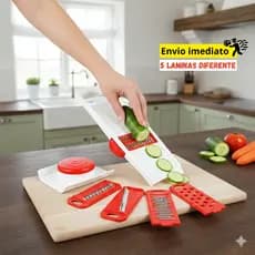 Multi Cortador 5 em 1 Profissional Mandolin Ralador Fatiador Descascador de Legumes Frutas e Verduras com Lâminas