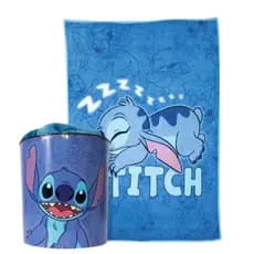 Kit Stitch Cobertor Manta Com Balde De Pipoca Kit Disney