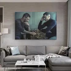 Quadro Decorativo Messi e cr7 jogo xadrez cristiano ronaldo sala quarto escritorio