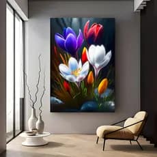 Quadro Decorativo Flores Coloridas em Alta Resolução – Arte Floral Moderna para Sala ou Quarto