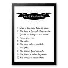 Quadro Decorativo 10 Mandamentos Bíblia Fé Cristã Religião Decoração para Parede Sala Quarto Hall