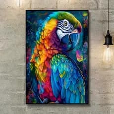 Quadro Decorativo Arara Azul Colorida Natureza 1 Peça Sala Quarto Hall