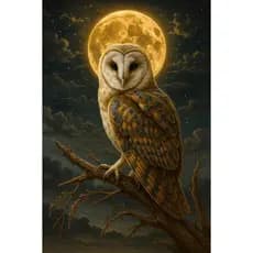 Quadro Decorativo Coruja Lua Cheia 1 peça Decoração Sala Quarto Hall 4K grande