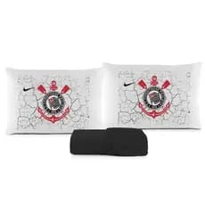 JOGO DE LENÇOL CASAL DE LUXO CORINTHIANS 3 PEÇAS FRONHA TRAVESSEIRO LENÇOL DE ELASTICO