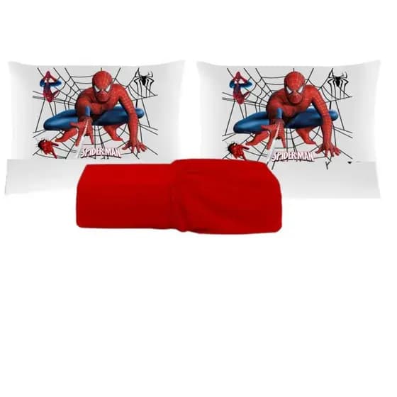 JOGO DE LENÇOL CASAL HOMEM ARANHA  DE LUXO 3 PEÇAS FRONHA LENÇOL DE ELASTICO SPIDER MEN