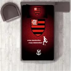 JOGO DE LENÇOL DE LUXO INFANTIL INTEIRO PERSONALIZADO FLAMENGO FRONHA TRAVESSEIRO LENÇOL DE ELASTICO