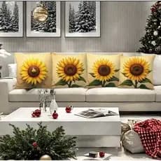 kit de 4 capas decorativas  de almofadas 45x45 GIRASSOL FLOR