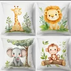 Kit 04 capas de almofadas SAFARI fofas bebê