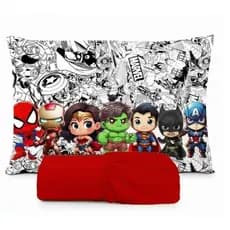 JOGO DE LENÇOLSOLTEIRO DE LUXO INFANTIL AVENGERS BABY - VINGADORES COM ELASTICO  TRAVESSEIRO FRONHA