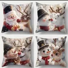 KIT 4 CAPAS DE NATAL PERSONALIZADOS DE LUXO TAMANHO 45X45 PARA ESCRITORIO SALA E QUARTO