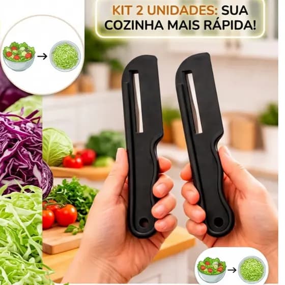 Kit 2 Fatiador Cortador Descascador de couve e repolho Pelasti Cozinha Fácil