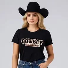 Camiseta Unissex Cowboy de Rodeio Algodão Lançamento
