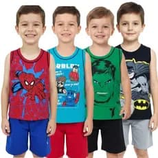 Kit 4 Conjunto Infantil Menino Personagem Roupa Atacado