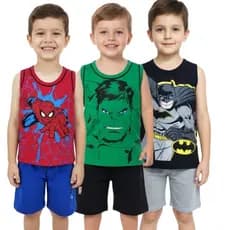 Kit 3 Conjunto Infantil Menino Personagem Roupa Atacado casual confortável