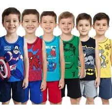 Kit 6 Conjunto Infantil Menino Personagem Roupa Atacado