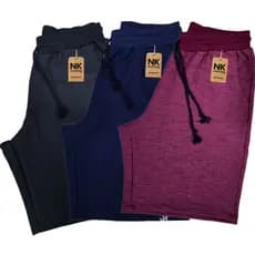 kit 3 bermudas moletom masculina cores sortidas com amarração treino casual