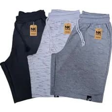 kit 3 bermudas moletom masculina treino academia com bolso fundo de algodão cores sortidas