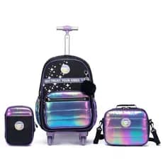 Kit Mochila Infantil Rodinha Menina Escolar Lancheira Estojo 27 L