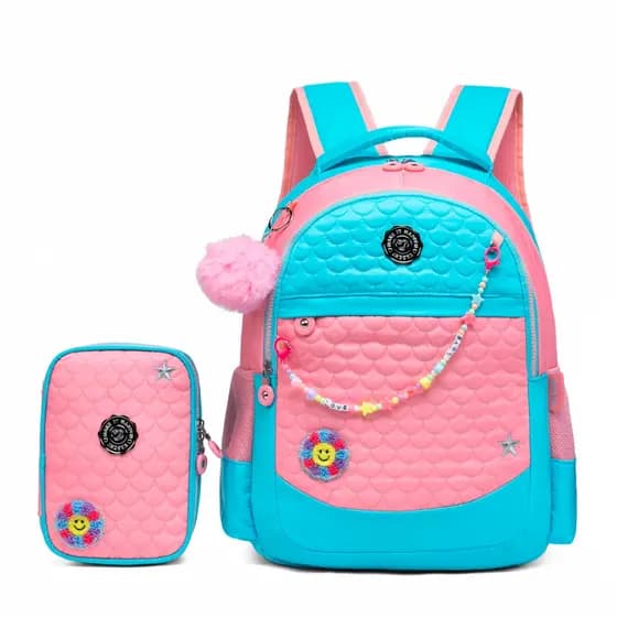 Kit Mochila Infantil Costa Menina Rosa Estojo Vaschy Espaçosa