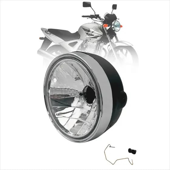 Farol Completo Honda Cbx Twister 250 2001 2002 2003 2004 2005 2006 2007 2008 Aro Cromado Similar Idêntico ao Original