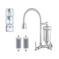 Torneira Filtro Parede Cozinha Gourmet Flexível Bica Móvel 1/4 de Volta + Refil