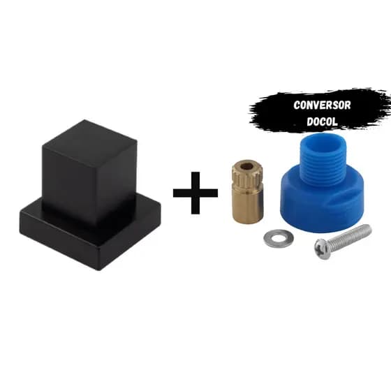 Acabamento Quadrado para Registro Banheiro Pressão e Gaveta Preto Black + Conversor Docol para Deca