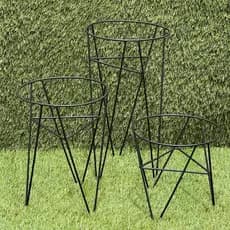 Kit Suporte Para Vasos de Plantas Decoração Jardim Casa Tripés 3 Tamanhos Alturas Diferentes Suporte Ferro