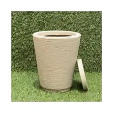 Vaso para Planta Decorativo Cone Redondo Escovado N°1 Luxo Moderno com Prato