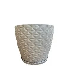 Vaso para planta decorativo em polietileno redondo estilo diamante PP COM PRATO