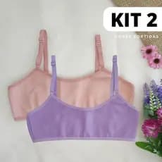 Kit 2 Sutiãs Infantil Juvenil Liso Maya Alto Conforto Algodão Cotton Básico Dia a Dia Usar Uniforme