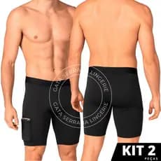 Kit 2 Short Bermuda Corrida Ciclista Masculina Térmica Com Bolso Fundo Confortável