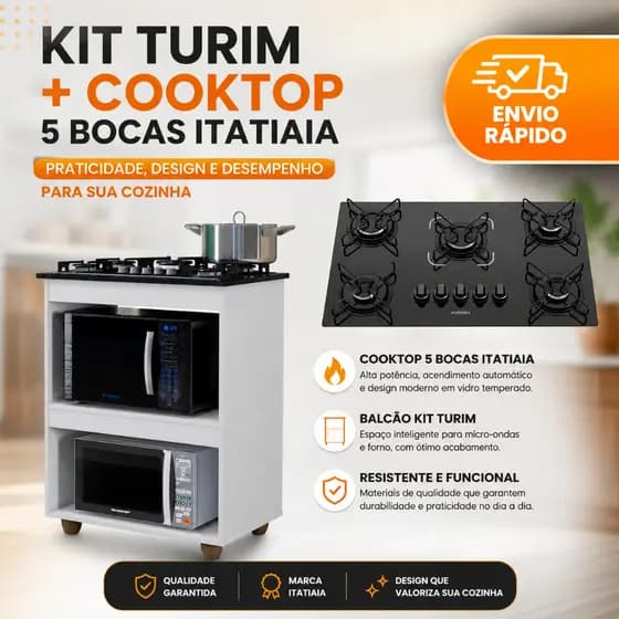 Kit Turim + Cooktop 5 Bocas | Transforme Sua Cozinha Hoje