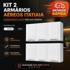 Kit 2 Armários Aéreos Itatiaia para Cozinha Moderna e Resistente
