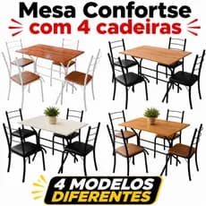 Conjunto Mesa Confortse 4 Cadeiras Design Premium
