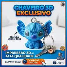 Chaveiro 3D Stitch Fofo | Impressão 3D Alta Qualidade | Chaveiro Azul Rosa Preto | Presente Criativo Geek Anime Kawaii