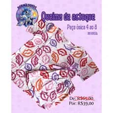 Pijama Infantil Feminino Estampado Colorido Super Confortável Promoção
