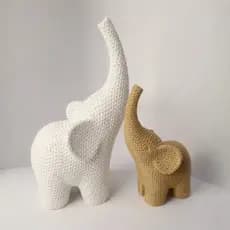 Elefante Decorativo 3D Kit Mãe e Filhote 12cm e 8cm | Decoração Moderna Minimalista Premium
