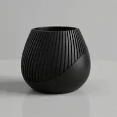 Vaso Decorativo 3D Canelado - Preto ou Branco | Moderno Minimalista | Impressão 3D