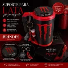 Suporte Para Lata Personalizado Impresso em 3D + Tampa + Chaveiros | Personalize Tampa e Suporte Com Nome