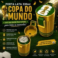 Porta Lata 330ml Copa do Mundo | Suporte para Refrigerante e Energético | Impressão 3D Exclusiva