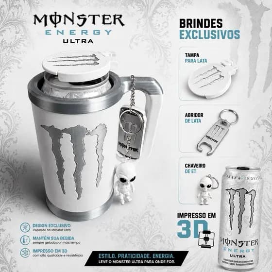🔥 CANECA SUPORTE MONSTER ULTRA BRANCA – EDIÇÃO ESPECIAL 🔥