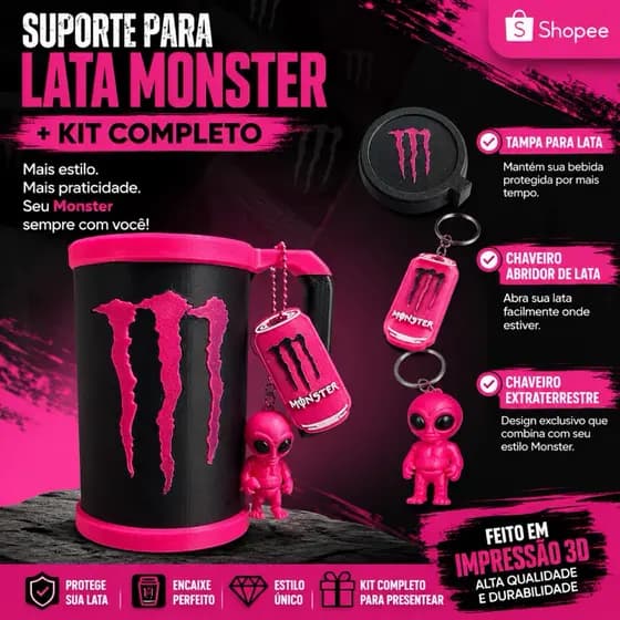 🔥 SUPORTE PARA LATA MONSTER + KIT COMPLETO 🔥