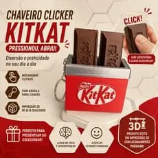 Chaveiro Clicker KitKat Impressão 3D | Antiestresse Fidget Toy com Clique Satisfatório