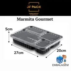 10UN Marmita Gourmet Descartável com 4 divisórias com Tampa